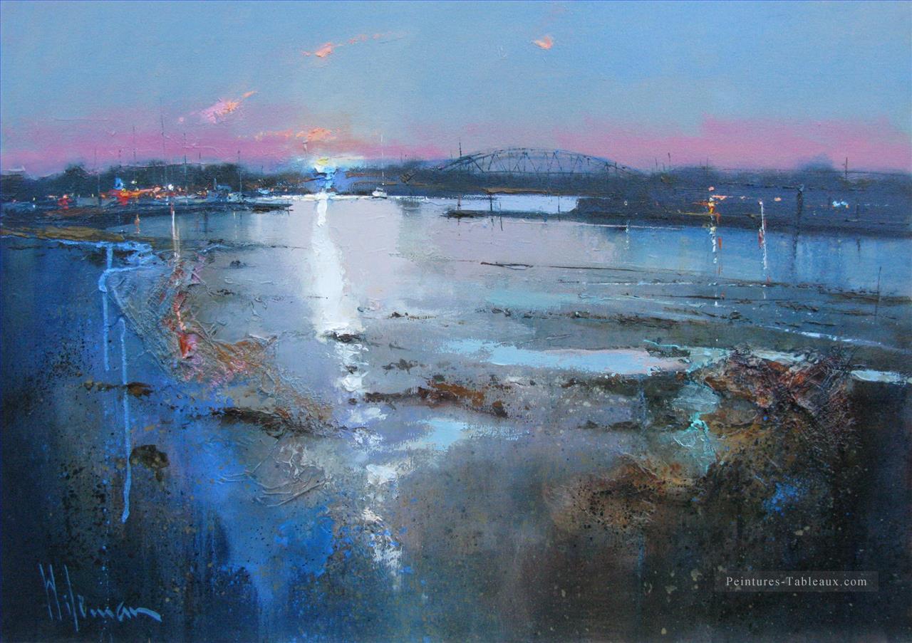 crépuscule Hamworthy poole abstrait paysage marin Peintures à l'huile